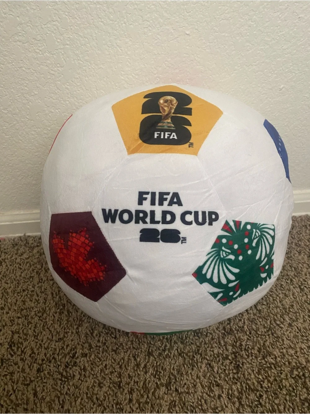FIFA World Cup Large Plush Soccer Ball Pillow - With Flag Patterns